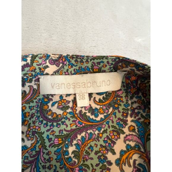 Vanessa Bruno Top Womens FR 38 US 6 Paisley Silk Blend Luxury Minimalist Preppy - Picture 6 of 12